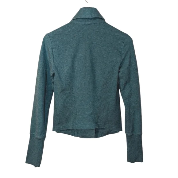 H By Halston French Terry Moto Flyaway Fitted Ribbed Asymmetrical Jacket 0 - Picture 5 of 8